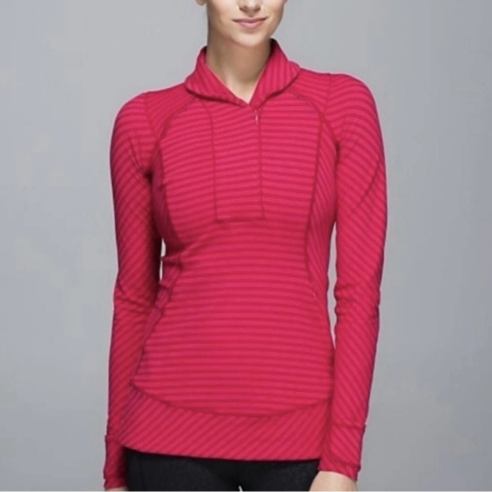 Lululemon Think Fast Half Zip Pullover In Deepest Cranberry